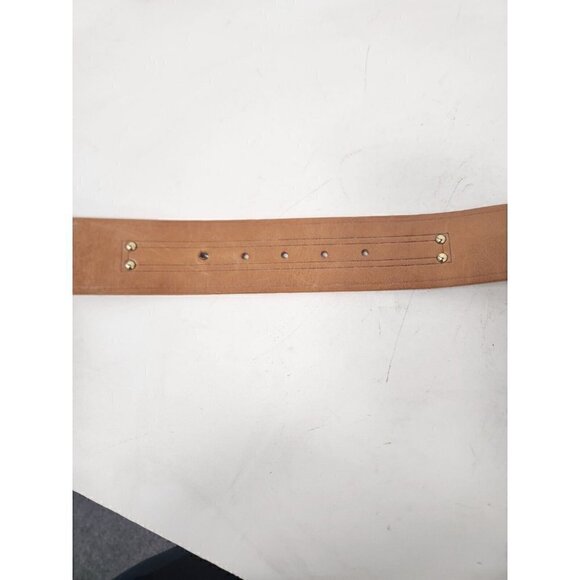 VINTAGE Michael Michael Kors Mens Wide Leather Belt Medium Tan Metal Logo Buckle - Picture 6 of 7